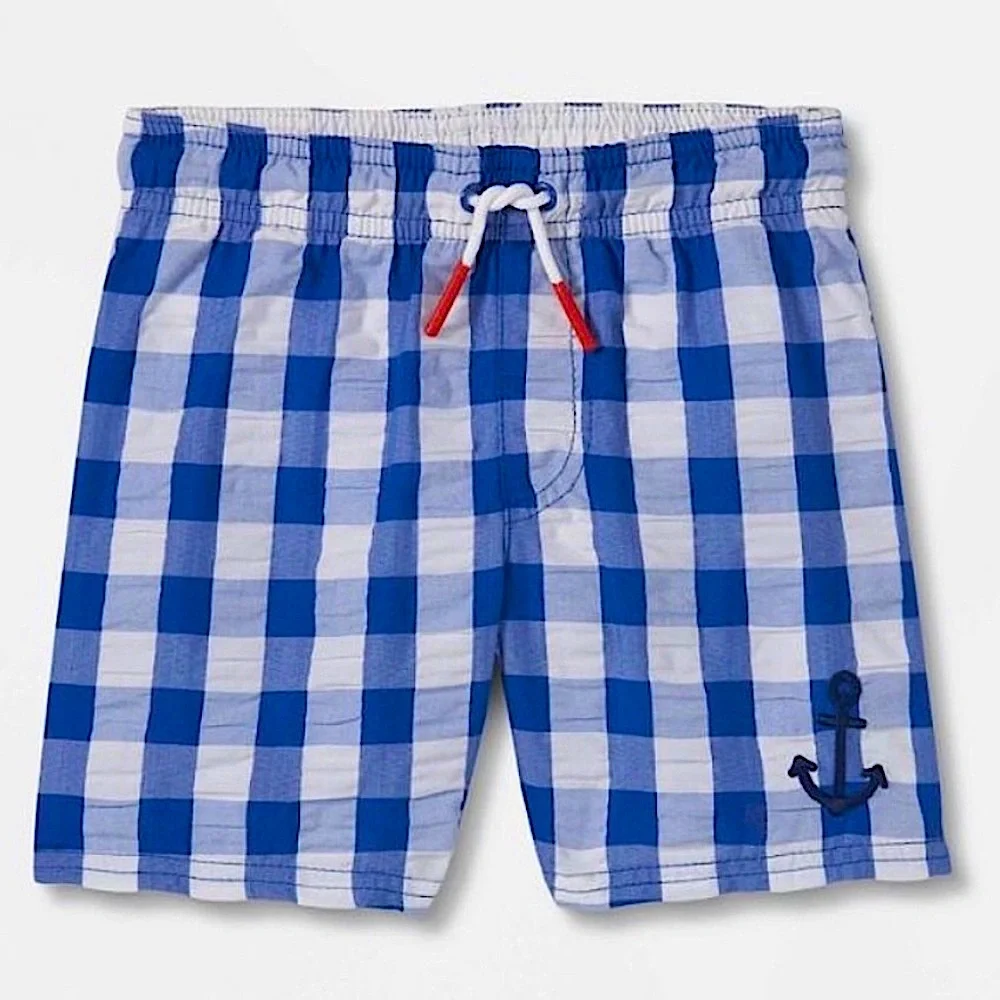 Cat & Jack Baby Boys Gingham Check Swim Trunks, Size 12M